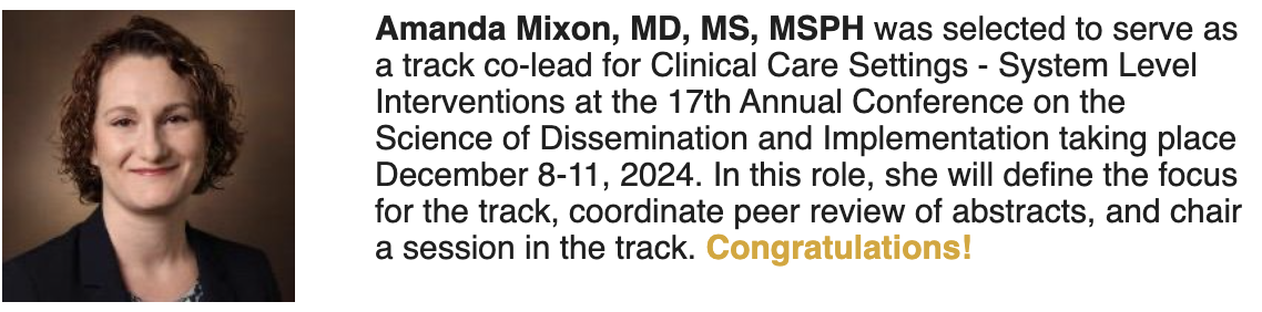Amanda Mixon Accolade